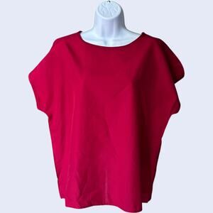 Joanna Vintage 80s Minimalist Blouse - Magenta Pink Boxy Dolman Top L